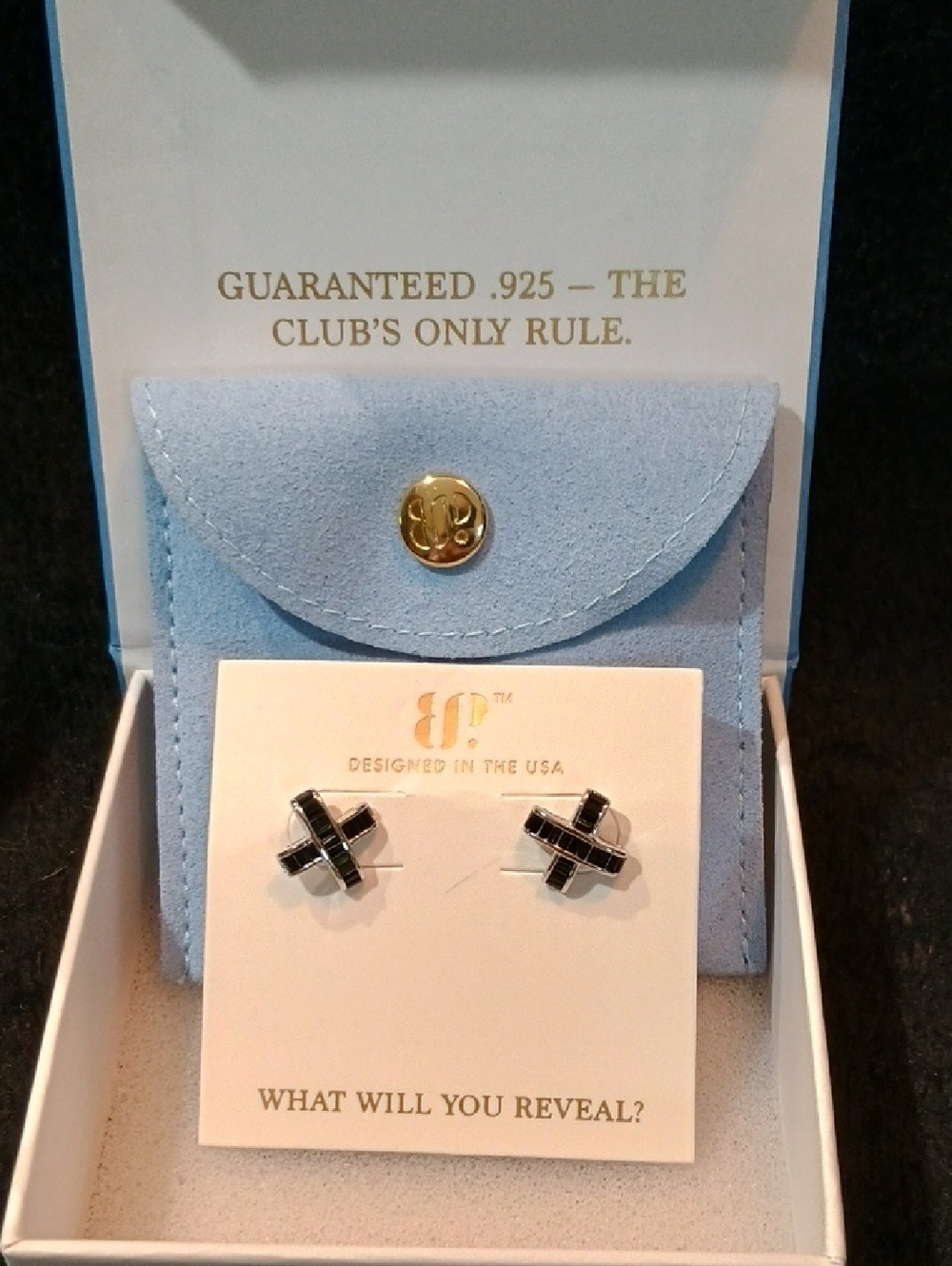 Agenda Silver-Tone Stud Earrings with Black Onyx Stones, 925 Sterling Silver